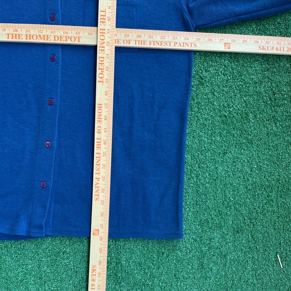 Premier International Royal Blue Button-Up Knit Shirt Jacket - Picture 5 of 5